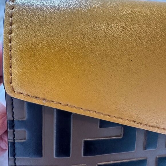 Fendi Zucca F Mustard  Yellow and Black Women's Clutch/ Wallet - Picture 5 of 16